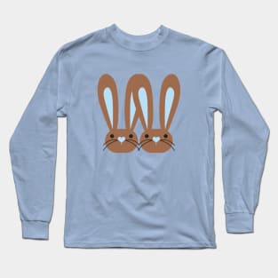 Cute Blue Heart Nose Brown Bunnies Long Sleeve T-Shirt